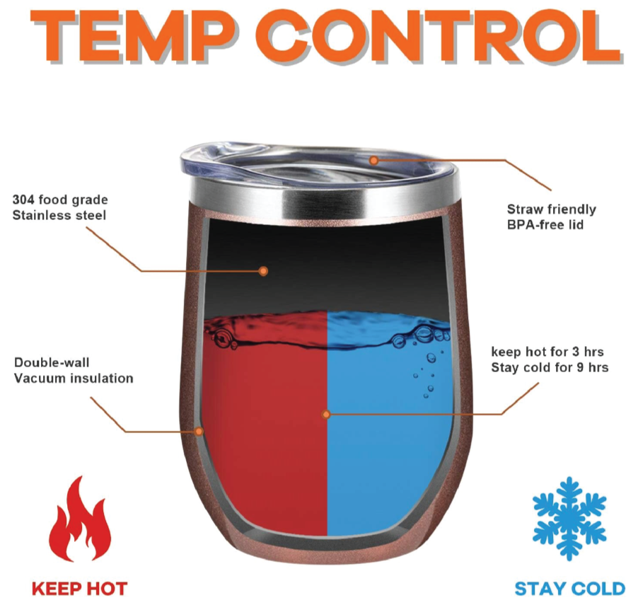12oz Stainless Steel Wine Tumbler with Lid and Straw image 3