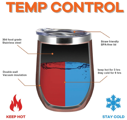 12oz Stainless Steel Wine Tumbler with Lid and Straw image 3