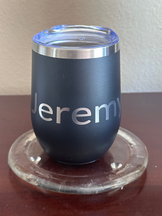 12oz Stainless Steel Wine Tumbler with Lid and Straw