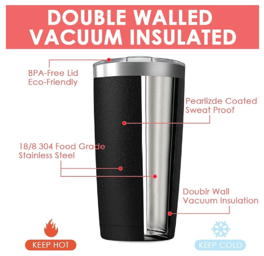 20oz Tumbler Vacuum Insulated Travel Mug with Lid image 3